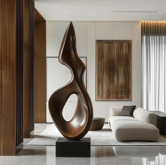 Large Wooden Eclipse Form Sculpture – Hand-Carved Organic Loop Design | Modern Luxury Statement Art for Home or Office Décor
