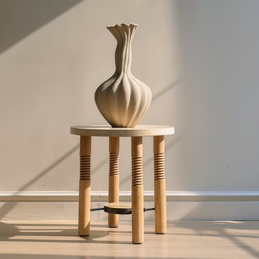 French Travertine Solid Wood Side Table For Living Room