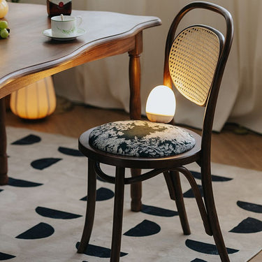 Vintage Bentwood Dining Chair With Rattan Back And Patterned Seat