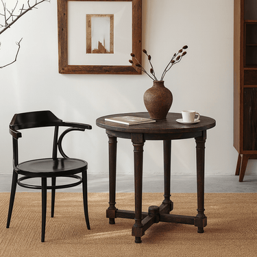 Vintage Rustic Round Solid Wood Hight Table