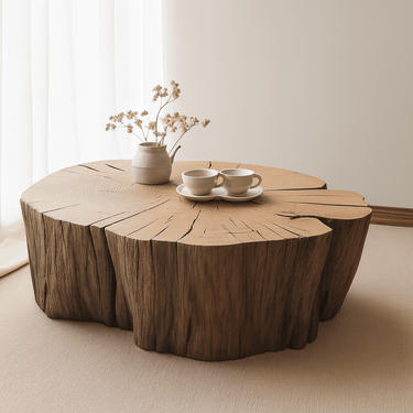 Farmhouse Irregular Solid Wood Coffee Table For Living Room