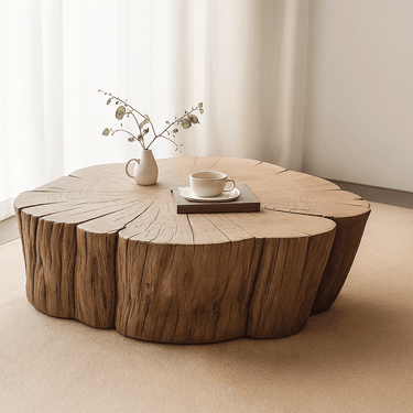 Farmhouse Irregular Solid Wood Coffee Table For Living Room