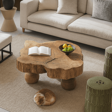 Farmhouse Live Edge Solid Wood Coffee Table For Living Room