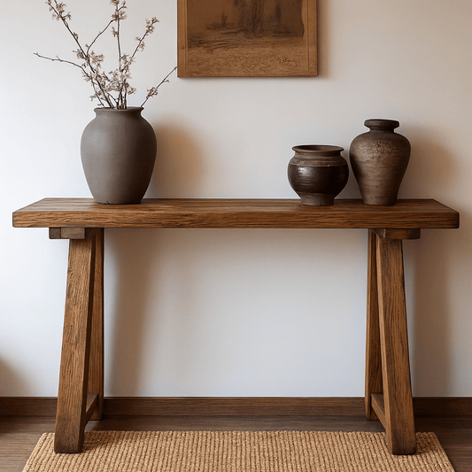 Farmhouse Minimalist Solid Wood Console Table For Living Room