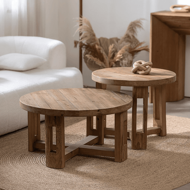 Farmhouse Rustic Solid Wood Round Coffee Table
