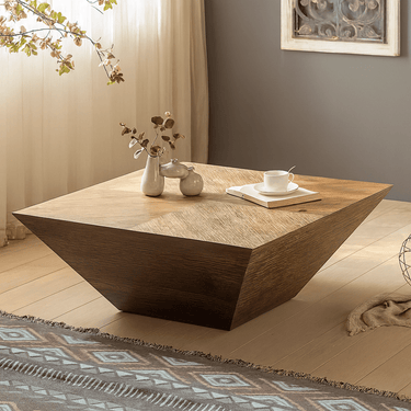 Farmhouse Solid Wood Square Coffee Table For Living Room