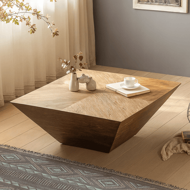 Farmhouse Solid Wood Square Coffee Table For Living Room